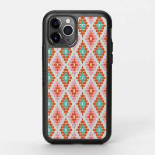 Cute Winter Geometric Diamond Pattern Teal Pink    OtterBox Symmetry iPhone 11 Pro Case