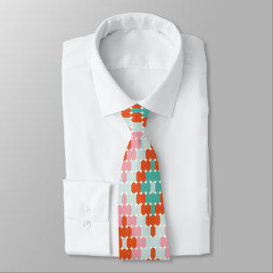 Cute Winter Geometric Diamond Pattern Teal Pink  Tie
