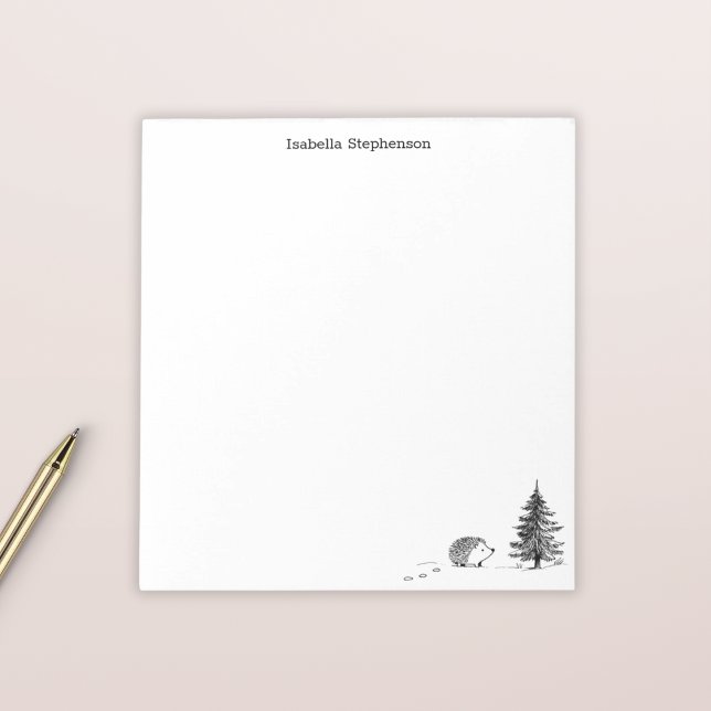 Cute Winter Hedgehog Hand Drawn Personalized Notepad (Creator Uploaded)