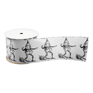 Cute Winter Holiday Elf Gnome Thunder_Cove Satin Ribbon
