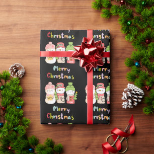 Cute Winter Holiday Snowman Hope Peace Love Wrapping Paper