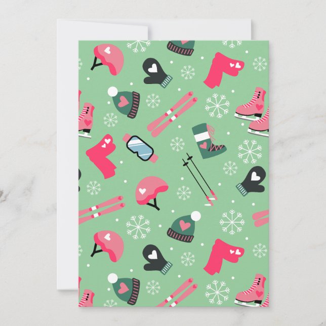 Cute Winter Holiday Sports Pattern  Announcement (Front)