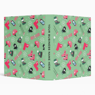 Cute Winter Holiday Sports Pattern Binder