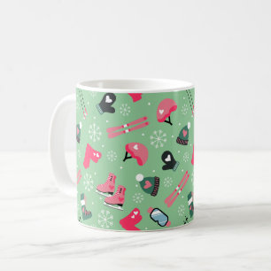 Cute Winter Holiday Sports Pattern Coffee Mug