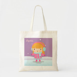 Cute Winter Ice Skater Girl Personalized Tote