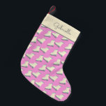 Cute Winter Ice Skates Pattern Pink Personalized Small Christmas Stocking<br><div class="desc">Personalized Name Cute Winter Ice Skates Pattern in Playful Pink Christmas Stocking</div>