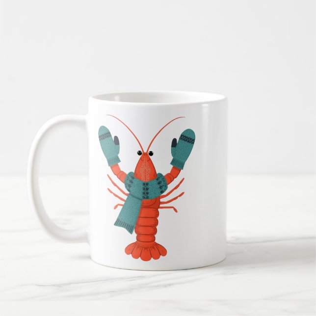 Cute Winter Lobster Holiday Coffee Mug (Left)
