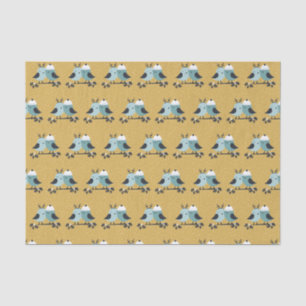 Cute Winter Love Birds Illustrated Pattern Tissue Paper