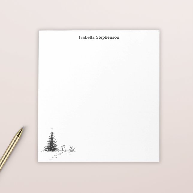 Cute Winter Mouse Whimsical Personalized Notepad (Creator Uploaded)