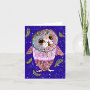 Cute Winter Owl BLANK Greeting Card