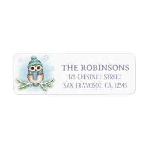 Cute Winter Owl Snow Return Address Label