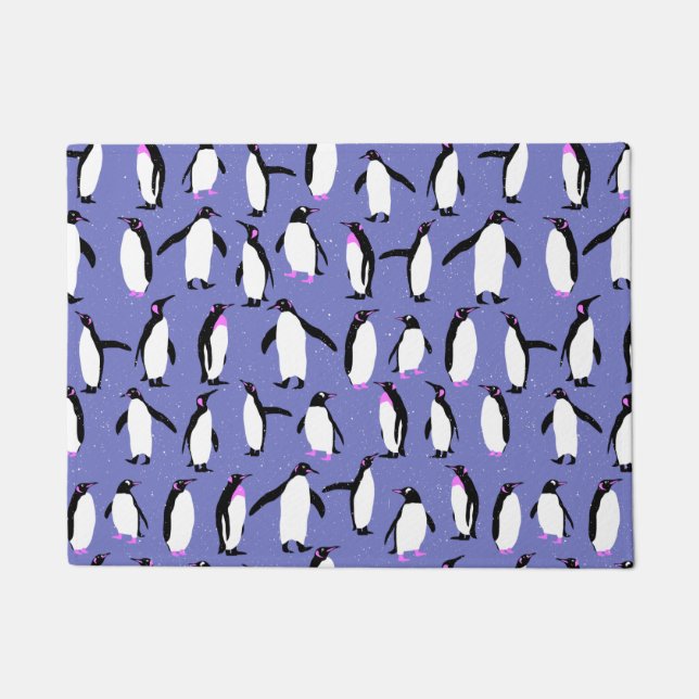 Cute winter penguin pattern doormat (Front)