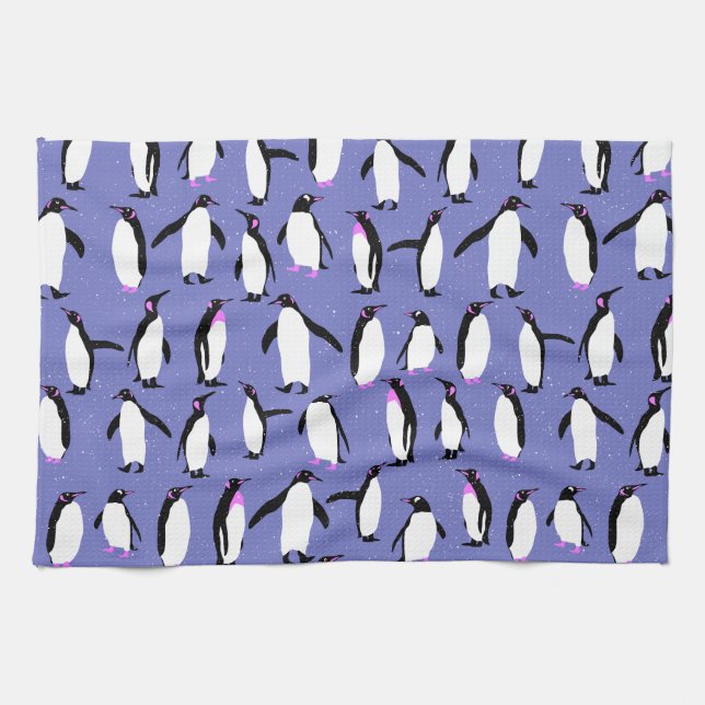 Cute winter penguin pattern kitchen towel (Horizontal)