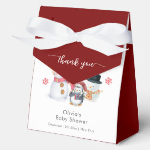 Cute Winter Penguin Snowman Baby Shower Favor Box