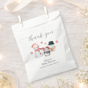 Cute Winter Penguin Snowman Baby Shower Favour Bag