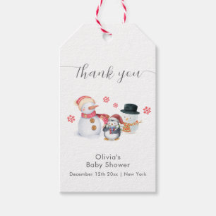 Cute Winter Penguin Snowman Baby Shower  Gift Tags