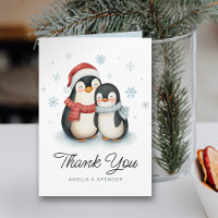 Cute Winter Penguins Baby Shower Thank You