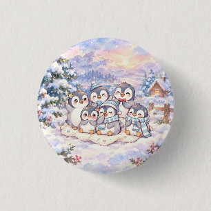 Cute Winter Penguins Button