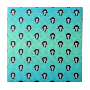 Cute Winter Penguins over Teal and Mint Green Tile