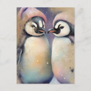 Cute Winter Penguins Postcard