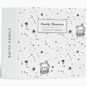 Cute Winter Polar Bear Snowflake Binder