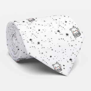 Cute Winter Polar Bear Snowflake Tie