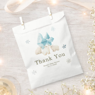 Cute Winter Polar Bears Baby Shower Favour Bag