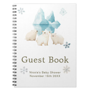 Cute Winter Polar Bears Baby Shower Guest Book
