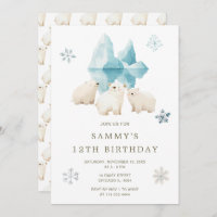 Cute Winter Polar Bears Birthday Party