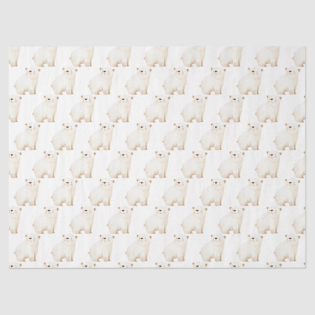 Cute Winter Polar Bears Tissue Paper (Front)