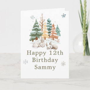 Cute Winter Rabbits Birthday Party Card