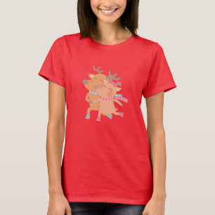 Cute Winter Reindeer Ice Skating Tee