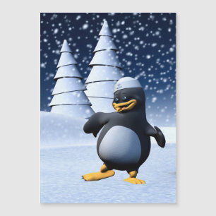 Cute Winter Sailor Penguin Snowy Holiday Art