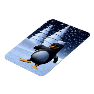 Cute Winter Sailor Penguin Snowy Holiday Art Magnet