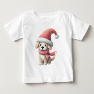 Cute Winter/Santa/Christmas puppy Baby T-Shirt