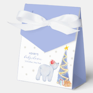 Cute Winter Santa Polar Bear Baby Shower Favor Box