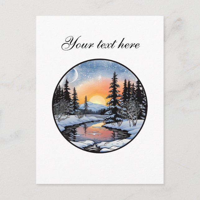 Cute Winter scene customizable  Postcard (Front)