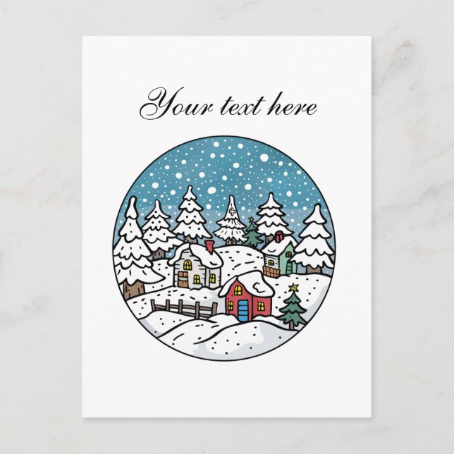 Cute Winter scene customizable  Postcard (Front)