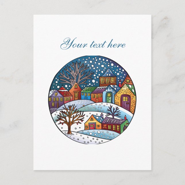 Cute Winter scene customizable  Postcard (Front)
