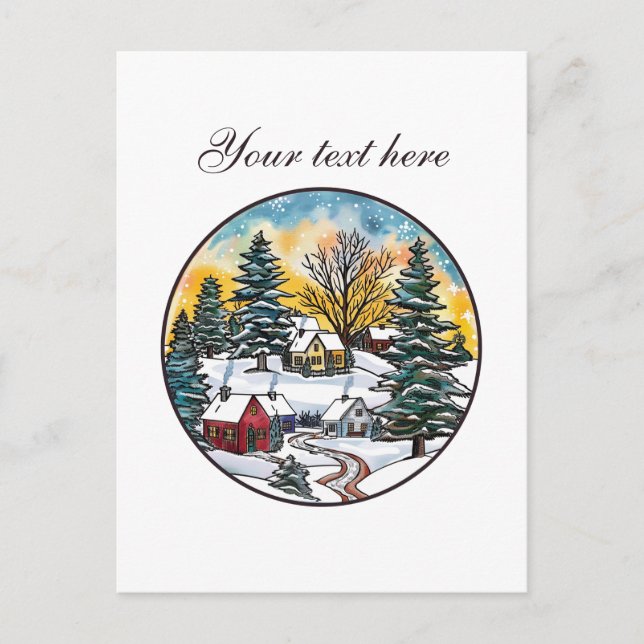 Cute Winter scene customizable  Postcard (Front)