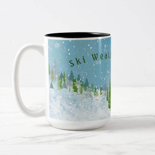 Cute Winter Scene Personnalisée Tasse à café à deu (Gauche)