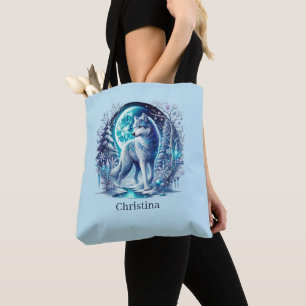 Cute Winter Seasonal wolf  Tote Bag