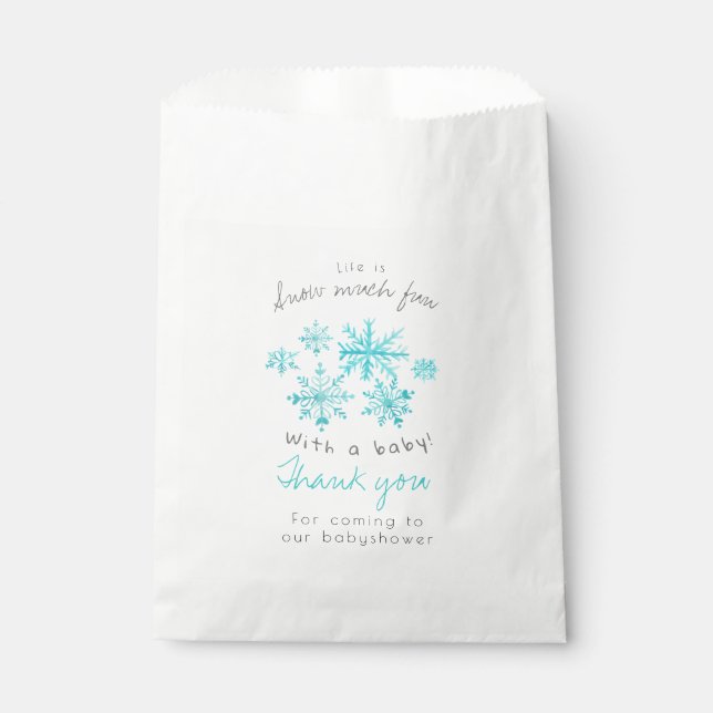 Cute winter snowflake babyshower favour bag (Front)