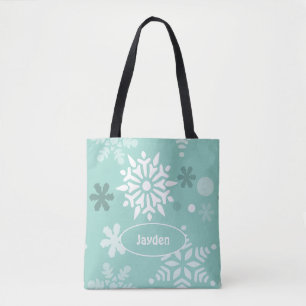 Cute Winter Snowflake Holiday Season Tote Bag