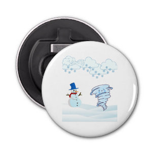 Cute winter snowman and wind bottle opener
