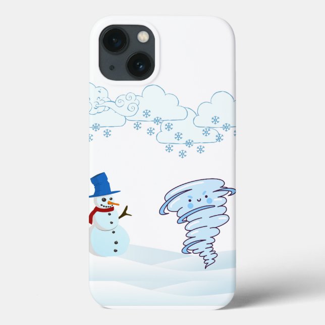 Cute winter snowman and wind Case-Mate iPhone case (Back)