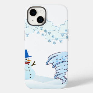 Cute winter snowman and wind Case-Mate iPhone 14 case