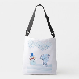 Cute winter snowman and wind crossbody bag