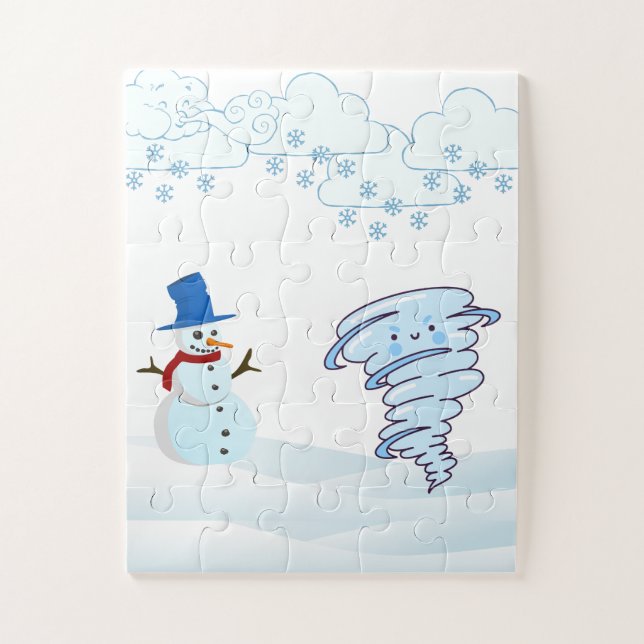 Cute winter snowman and wind jigsaw puzzle (Vertical)