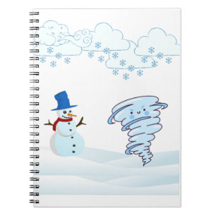 Cute winter snowman and wind notebook